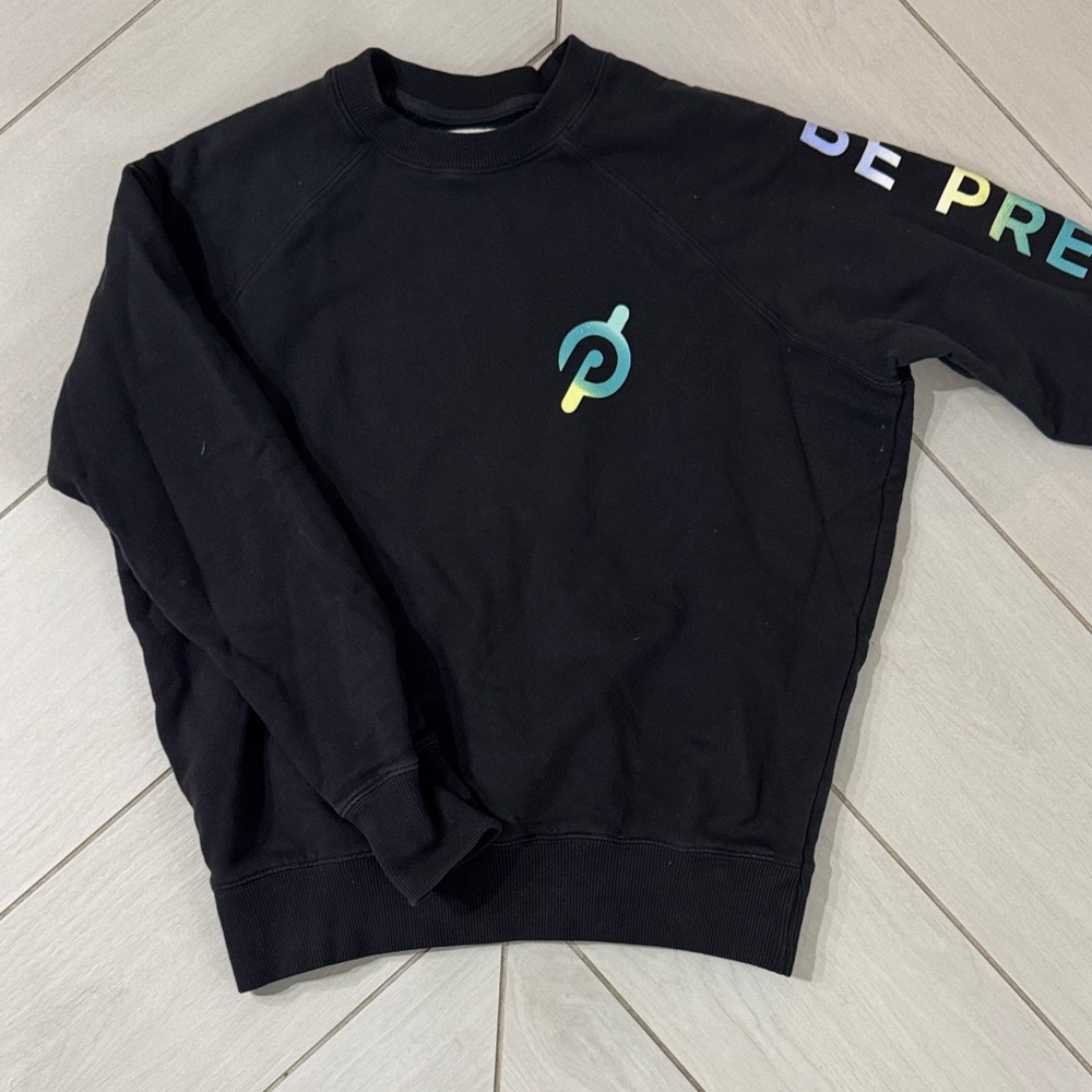 Spiritual Gangster Black Crewneck sweatshirt (terry) with Peloton logo